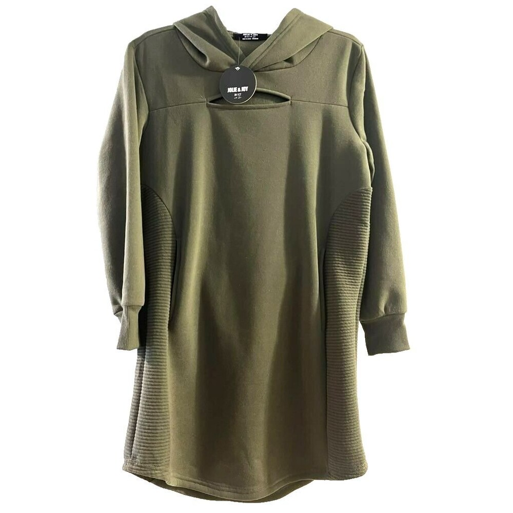 Jolie & Joy Green Cut Out Chest Hooded Sweater Dress Women's Juniors Size Medium